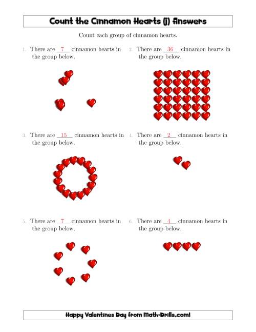 The Counting Cinnamon Hearts in Various Arrangements (J) Math Worksheet Page 2
