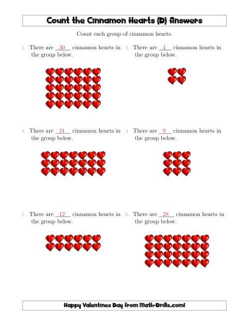 The Counting Cinnamon Hearts in Rectangular Arrangements (D) Math Worksheet Page 2