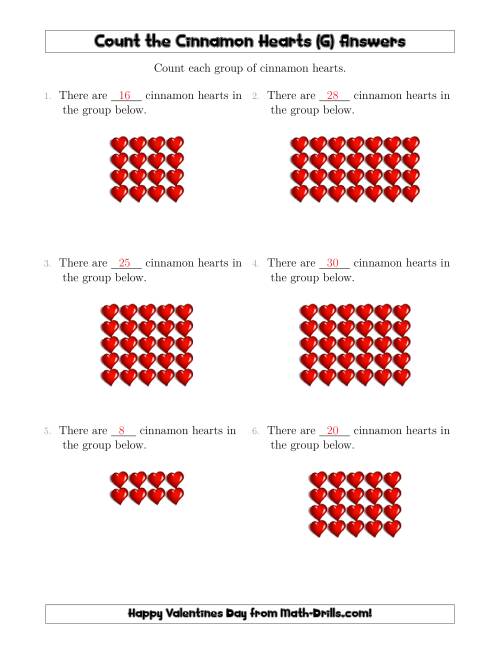 The Counting Cinnamon Hearts in Rectangular Arrangements (G) Math Worksheet Page 2