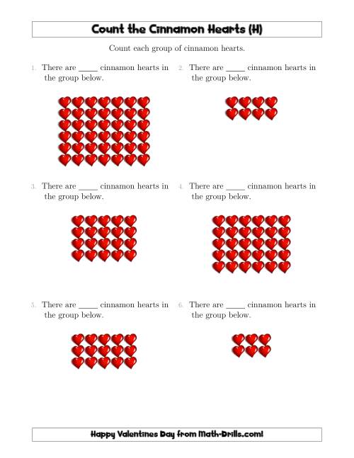 The Counting Cinnamon Hearts in Rectangular Arrangements (H) Math Worksheet