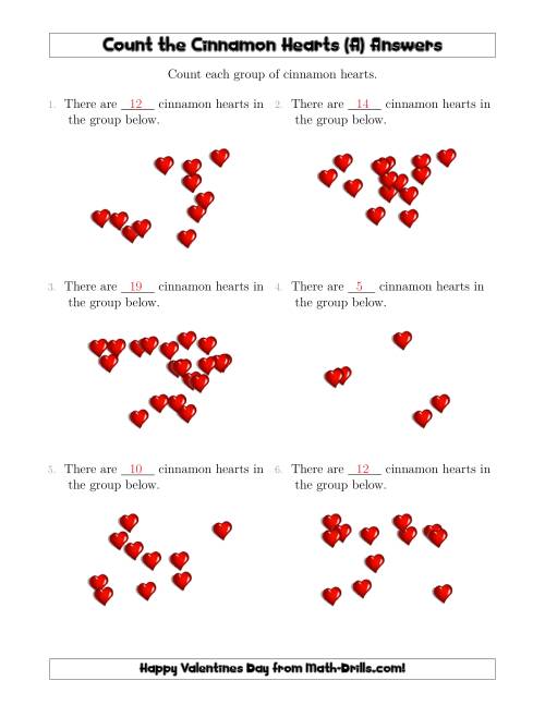 The Counting Cinnamon Hearts in Scattered Arrangements (A) Math Worksheet Page 2
