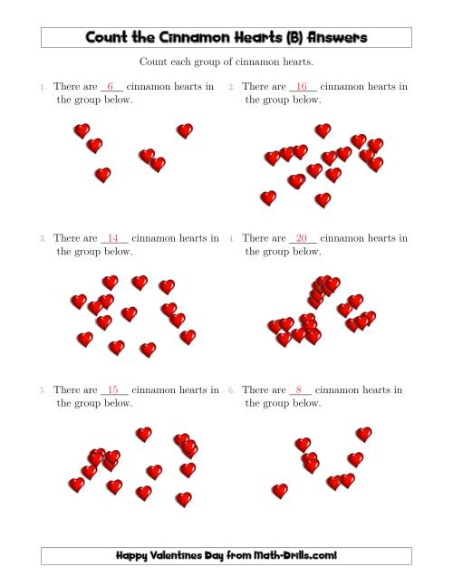 The Counting Cinnamon Hearts in Scattered Arrangements (B) Math Worksheet Page 2