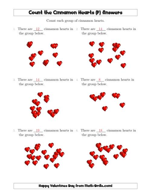 The Counting Cinnamon Hearts in Scattered Arrangements (F) Math Worksheet Page 2
