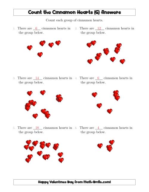 The Counting Cinnamon Hearts in Scattered Arrangements (G) Math Worksheet Page 2
