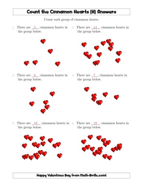 The Counting Cinnamon Hearts in Scattered Arrangements (H) Math Worksheet Page 2