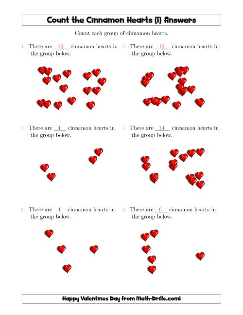 The Counting Cinnamon Hearts in Scattered Arrangements (I) Math Worksheet Page 2