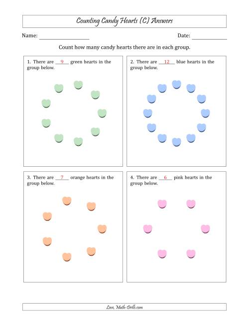 The Counting Candy Hearts in Circular Arrangements (C) Math Worksheet Page 2