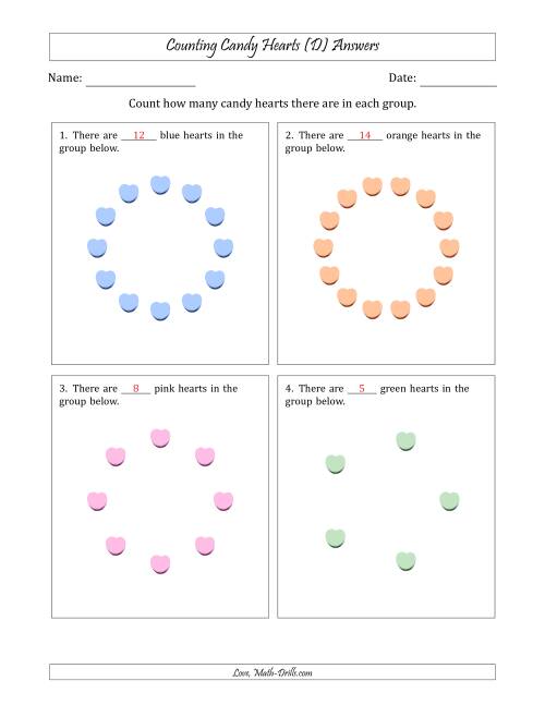The Counting Candy Hearts in Circular Arrangements (D) Math Worksheet Page 2