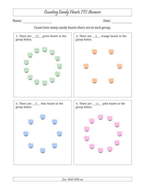 The Counting Candy Hearts in Circular Arrangements (F) Math Worksheet Page 2