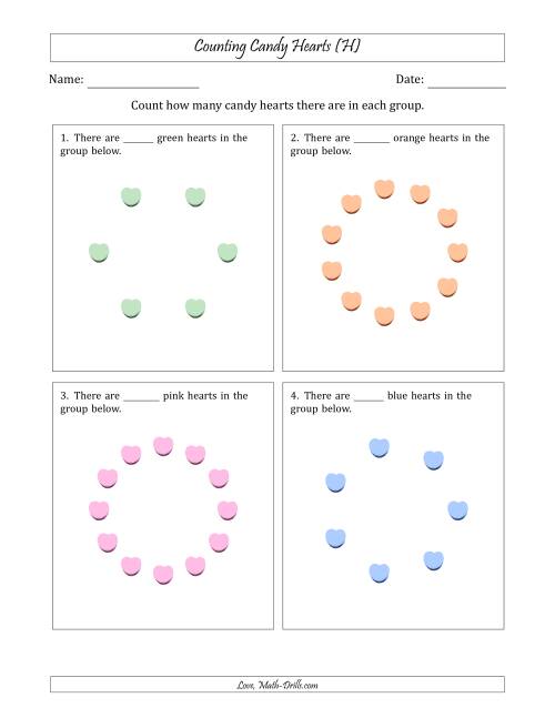 The Counting Candy Hearts in Circular Arrangements (H) Math Worksheet
