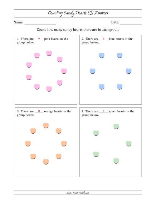 The Counting Candy Hearts in Circular Arrangements (J) Math Worksheet Page 2