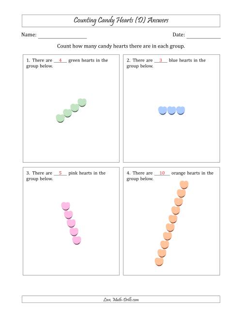 The Counting Candy Hearts in Rotated Linear Arrangements (D) Math Worksheet Page 2