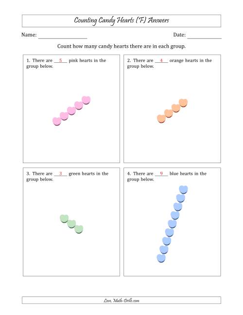 The Counting Candy Hearts in Rotated Linear Arrangements (F) Math Worksheet Page 2