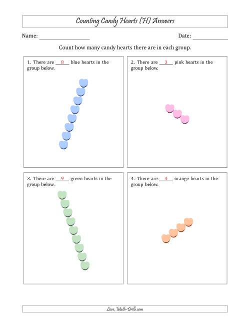 The Counting Candy Hearts in Rotated Linear Arrangements (H) Math Worksheet Page 2