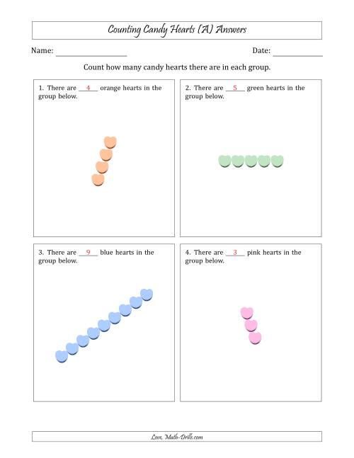 The Counting Candy Hearts in Rotated Linear Arrangements (All) Math Worksheet Page 2