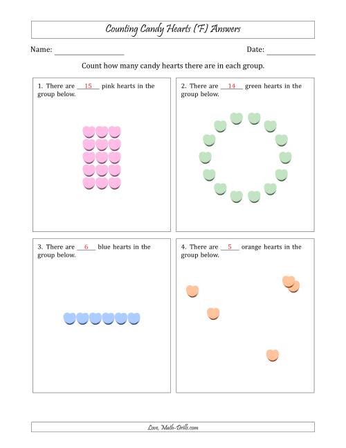 The Counting Candy Hearts in Various Arrangements (Easier Version) (F) Math Worksheet Page 2