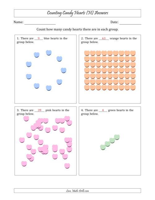 The Counting Candy Hearts in Various Arrangements (Harder Version) (H) Math Worksheet Page 2