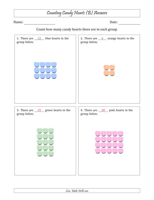 The Counting Candy Hearts in Rectangular Arrangements (Maximum Dimension 5) (B) Math Worksheet Page 2