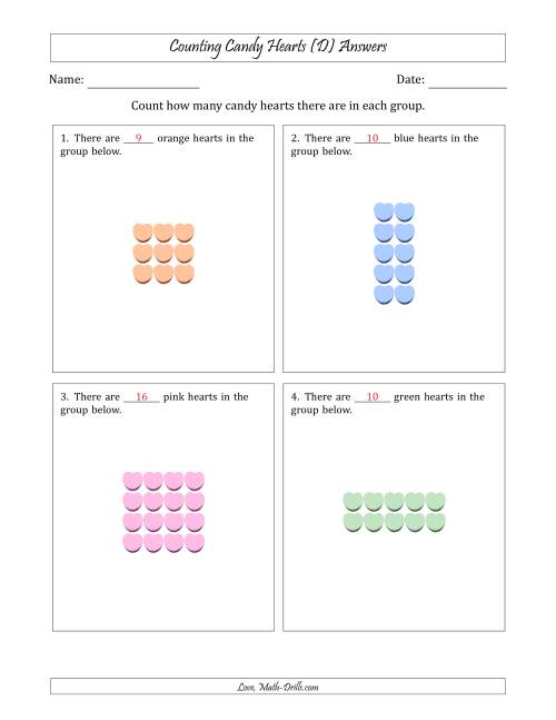 The Counting Candy Hearts in Rectangular Arrangements (Maximum Dimension 5) (D) Math Worksheet Page 2