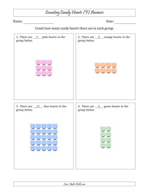The Counting Candy Hearts in Rectangular Arrangements (Maximum Dimension 5) (F) Math Worksheet Page 2