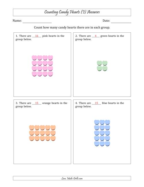 The Counting Candy Hearts in Rectangular Arrangements (Maximum Dimension 5) (I) Math Worksheet Page 2