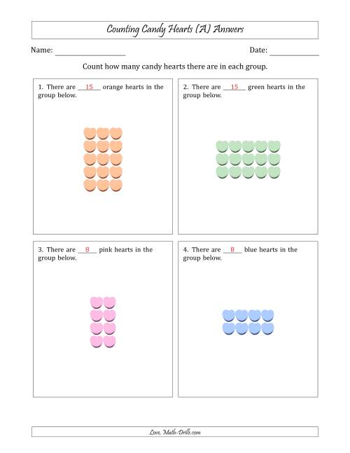 The Counting Candy Hearts in Rectangular Arrangements (Maximum Dimension 5) (All) Math Worksheet Page 2