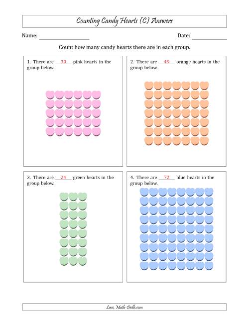 The Counting Candy Hearts in Rectangular Arrangements (Maximum Dimension 9) (C) Math Worksheet Page 2