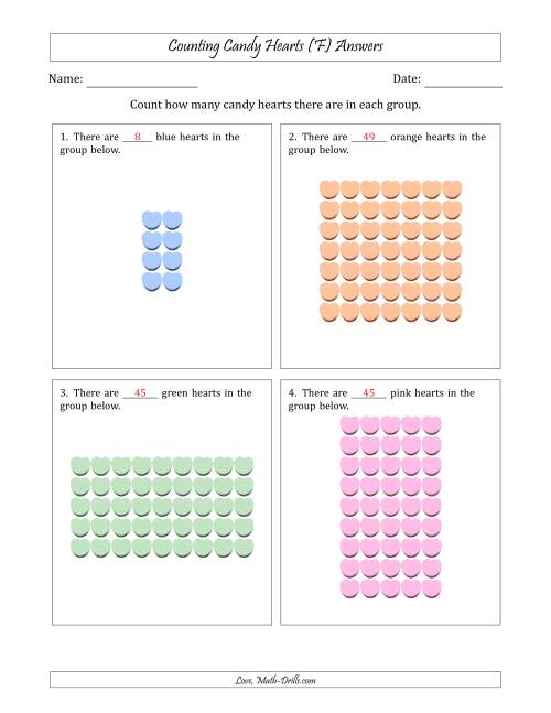 The Counting Candy Hearts in Rectangular Arrangements (Maximum Dimension 9) (F) Math Worksheet Page 2