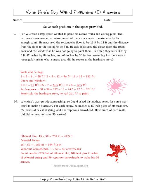 The Valentine's Day Math Word Problems (Multi-Step) (E) Math Worksheet Page 2