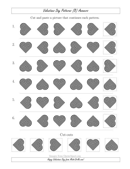 The Valentines Day Picture Patterns with Rotation Attribute Only (B) Math Worksheet Page 2