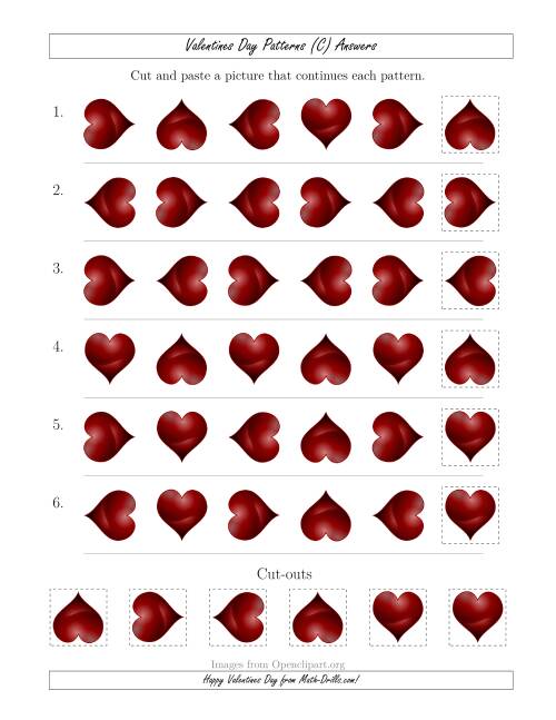 The Valentines Day Picture Patterns with Rotation Attribute Only (C) Math Worksheet Page 2