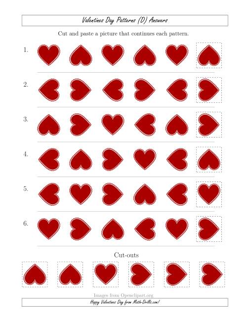 The Valentines Day Picture Patterns with Rotation Attribute Only (D) Math Worksheet Page 2