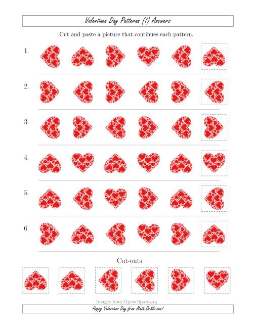 The Valentines Day Picture Patterns with Rotation Attribute Only (I) Math Worksheet Page 2
