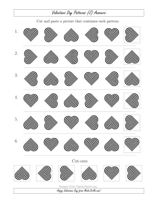 The Valentines Day Picture Patterns with Rotation Attribute Only (J) Math Worksheet Page 2