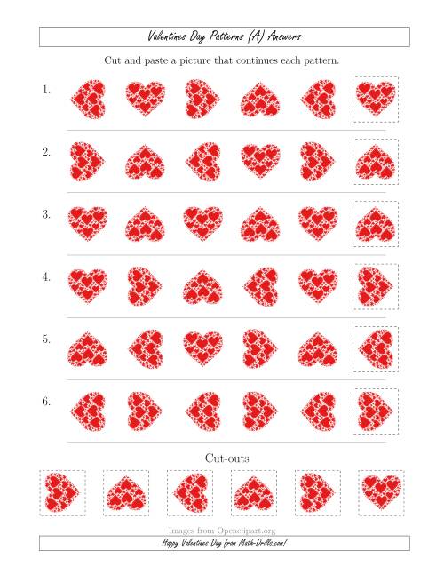 The Valentines Day Picture Patterns with Rotation Attribute Only (All) Math Worksheet Page 2