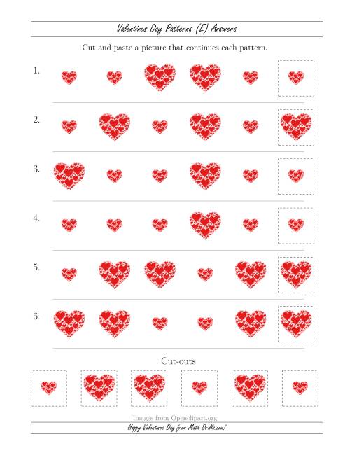 The Valentines Day Picture Patterns with Size Attribute Only (E) Math Worksheet Page 2